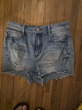 Source Unknown Light Blue Distressed Denim Shorts